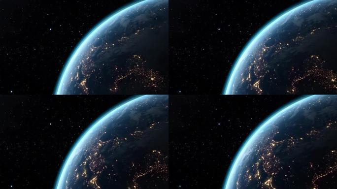 来自太空的地球仪，地球边缘特写镜头，恒星背景，全高清元素