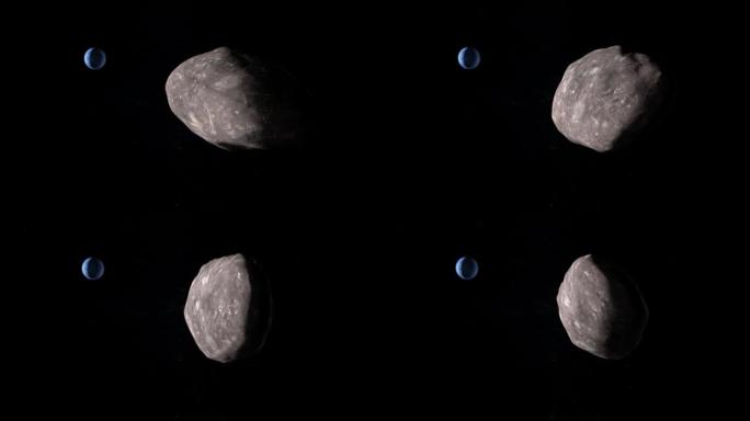 Varuna，跨海王星天体，在背景下与海王星行星一起运行