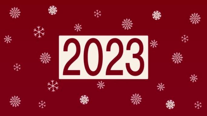 4k 2023，新年动画-红色和雪花背景 | 可循环
