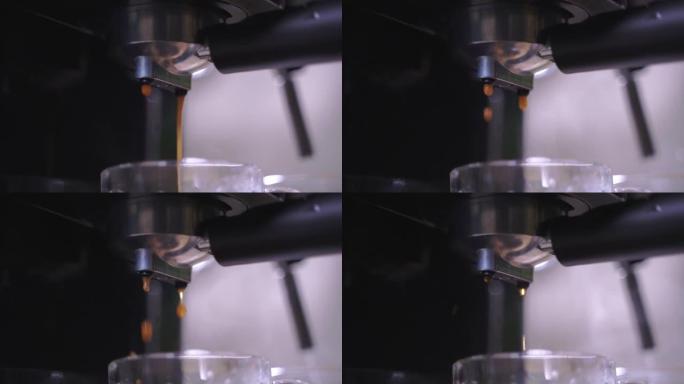 espresso crema从全自动咖啡机中出来，使咖啡机变成杯子