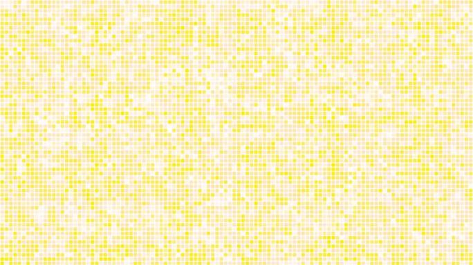 白色背景循环上的黄色浮动网络方块。慢速混沌像素拼接无缝动画。