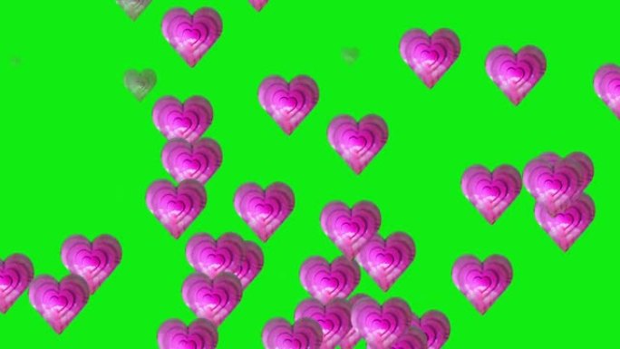 动画插图背景粉色爱情标志掉落社交媒体，网络，绿屏模板