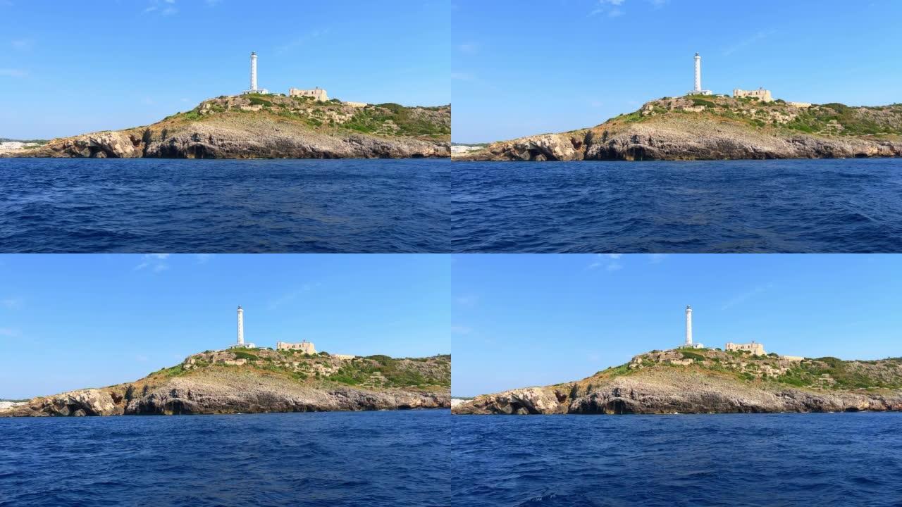 Santa Maria di Leuca lighthouse seen from sailing 
