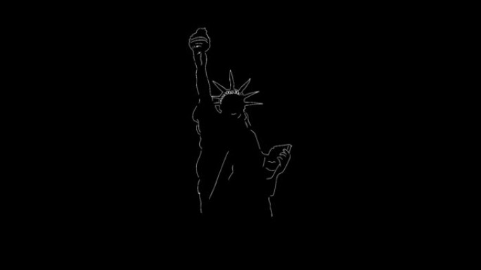 美国自由女神像黑色BG手绘视频