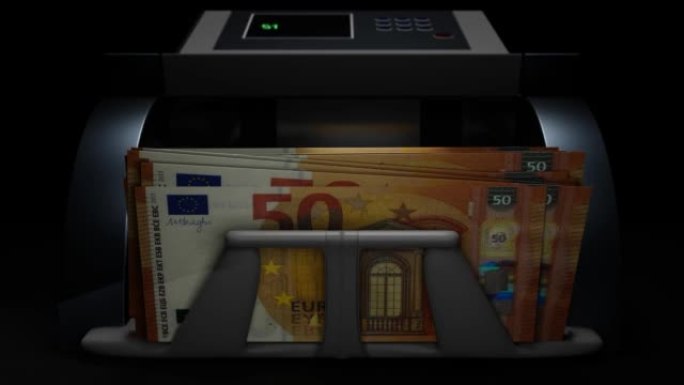 50欧元的自动提款机。从自动取款机提取现金。