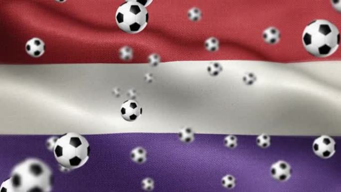 荷兰国旗与足球或足球主题可循环背景股票视频