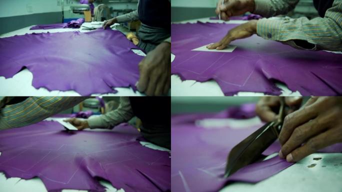 工厂的标记设计和设计紫色原皮制造