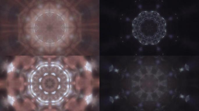 移动抽象曼陀罗迷幻虹彩效果镜头。光学畸变晶体棱镜效应。