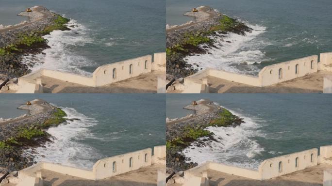 加纳海角海岸城堡4K海洋防波堤环境