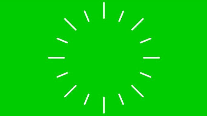 射线的动画线性白色符号。循环视频。孤立在绿色背景上的平面矢量插图。