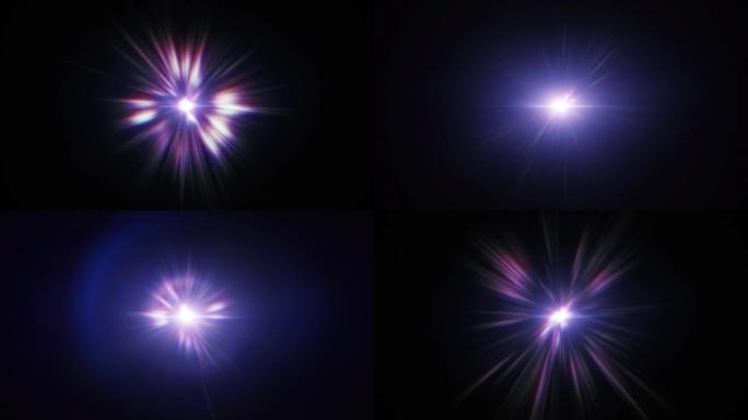 抽象环粉色蓝色紫色光学镜头耀斑光斑闪耀光线旋转动画背景为屏幕项目叠加。