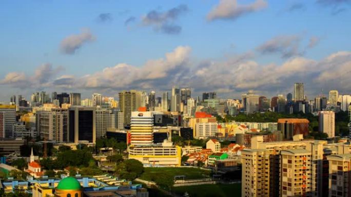 新加坡天际线延时外国建筑群