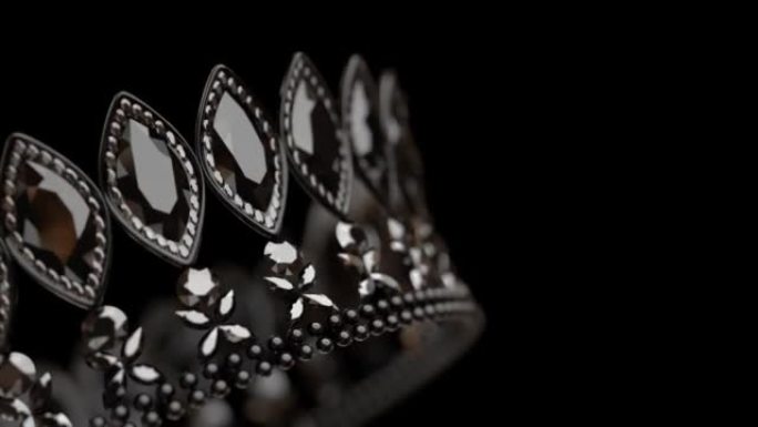 黑色金属皇冠，黑色背景3D 4k循环动画