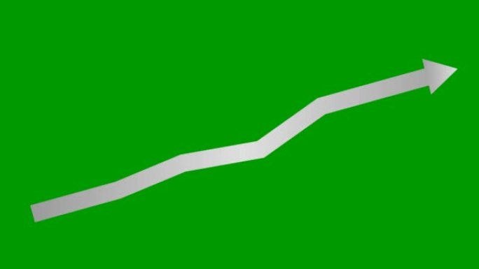 动画银箭。经济增长图表。矢量插图孤立在绿色背景上。