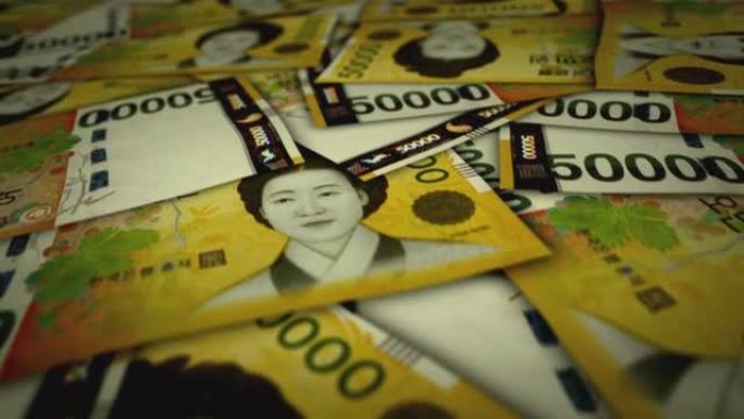 韩国赢得了50000钞票飞越货币表面