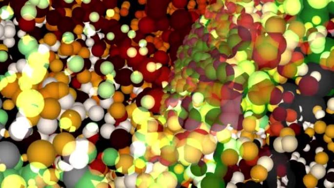 彩球粒子移动动画运动图形，彩色小球和大球移动，彩球与光共舞