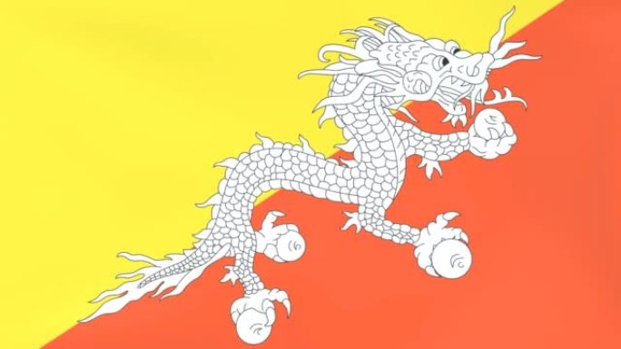 3DCG动画国旗在风中飘扬，不丹