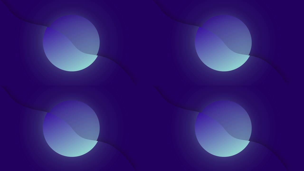 蓝色抽象背景与形状元素，几何背景。月亮之夜壁纸