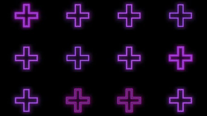 脉冲霓虹紫色十字图案成排