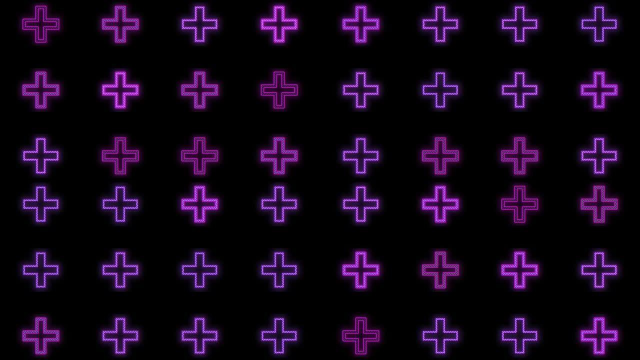 脉冲霓虹紫色十字图案成排