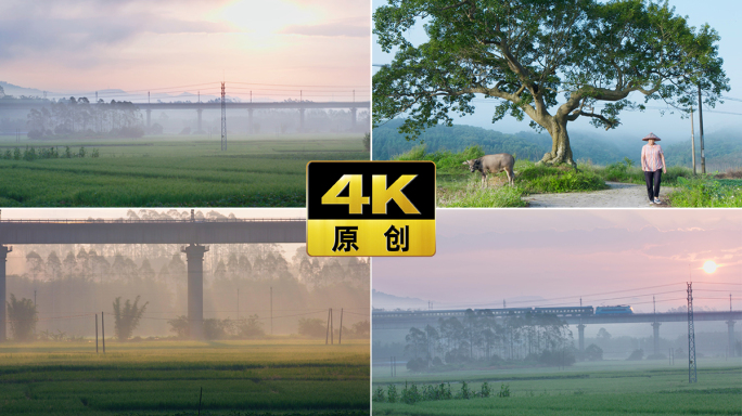 4k 美丽田园风景 日出延时 乡村振兴