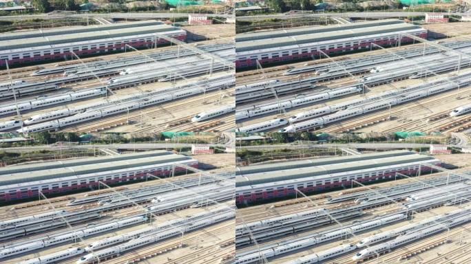 许多停在铁轨上的火车