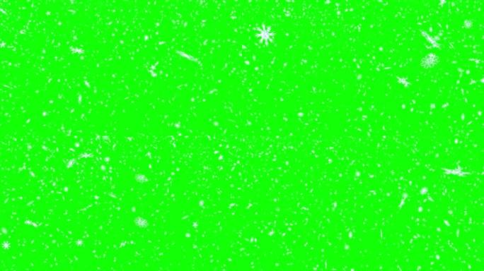 圣诞雪花阿尔法哑光透明绿屏4k覆盖