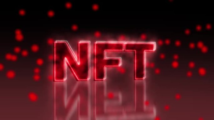 发光的霓虹红色NFT铭文动画。NFT密码标志。NFT元宇宙概念。4K