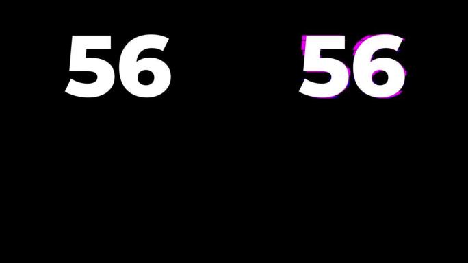 56号。旧干扰屏幕上的毛刺文本动画效果。4k视频
