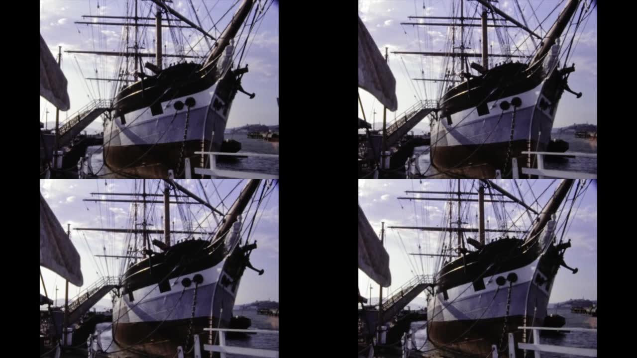 美国1977，帆船停靠在港口