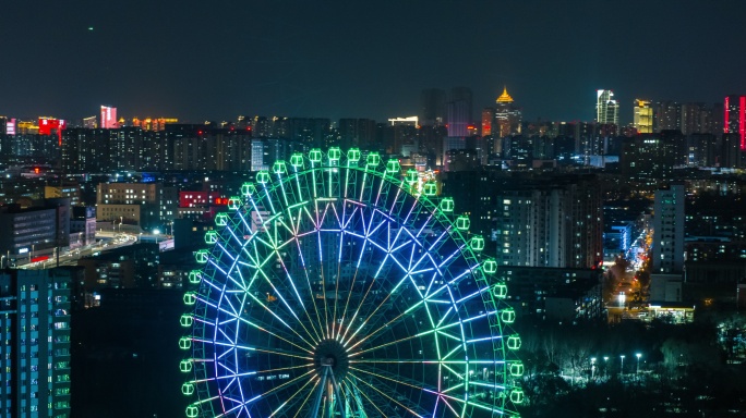 摩天轮夜景航拍