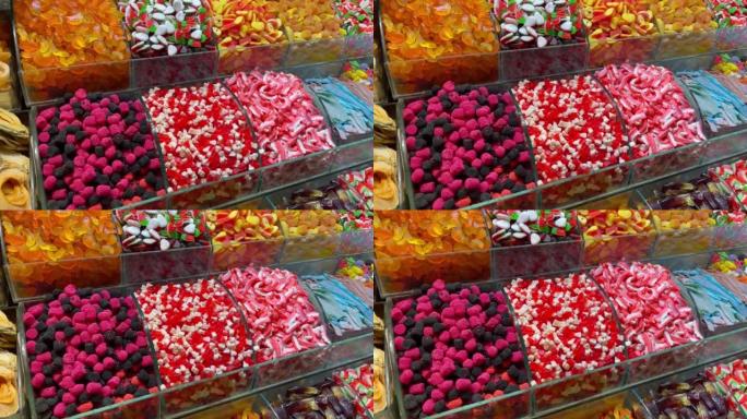 伊斯坦布尔大巴扎的彩色软糖和果冻豆