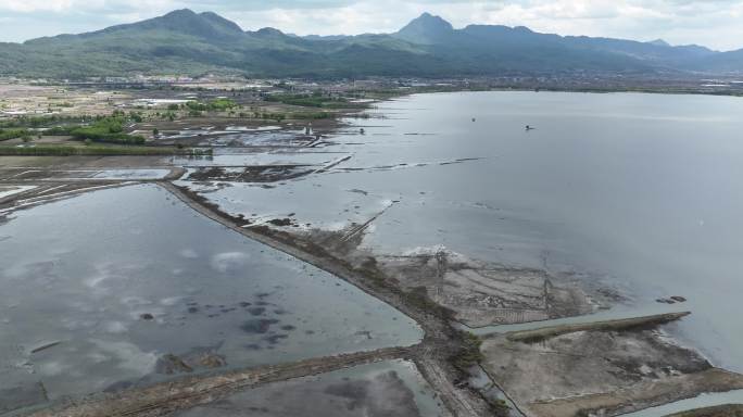 航拍丽江拉市海湿地