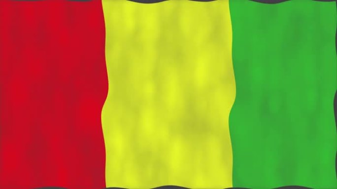 几内亚国旗。无缝循环挥手动画。