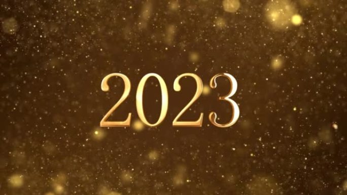 十大倒计时金光闪闪的亮丽数字从10到1秒和新年2023。除夕倒计时2023年闪闪发光的金色颗粒。