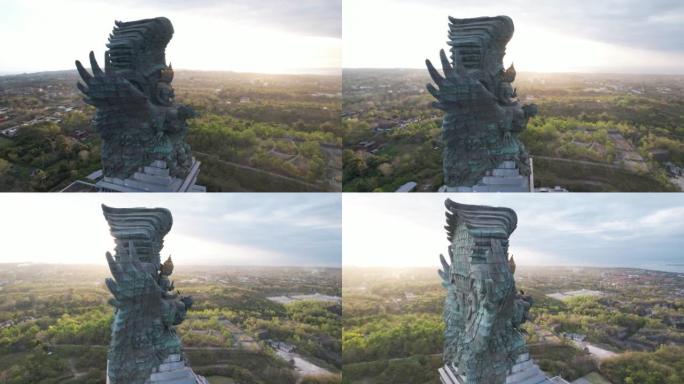 印度尼西亚巴厘岛乌卢瓦图加鲁达维斯努·维斯努雕像的4k无人机拍摄