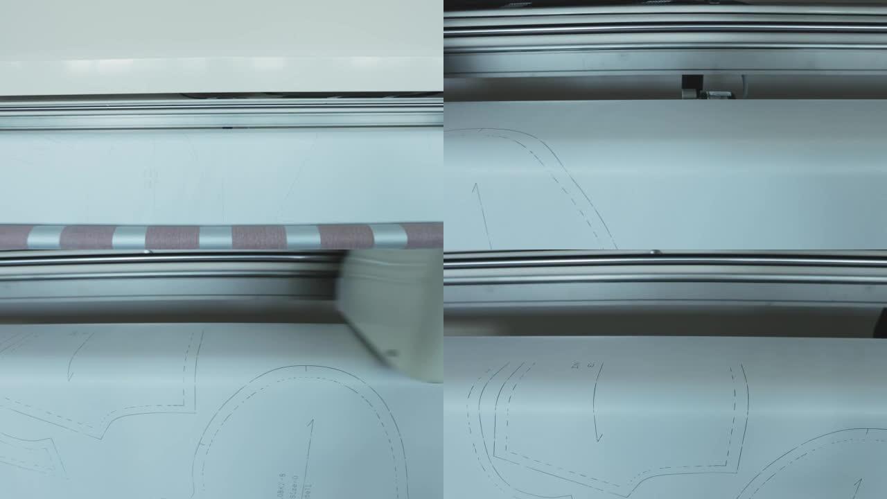 大白色绘图仪印刷作业复利。印刷尺寸纸生产