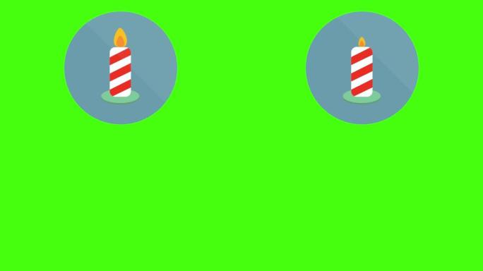 绿色背景上蓝色圆圈的圣诞蜡烛