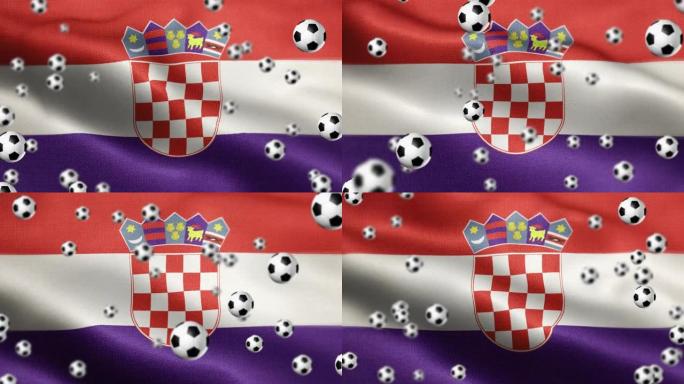 克罗地亚国旗与足球或足球主题可循环背景股票视频