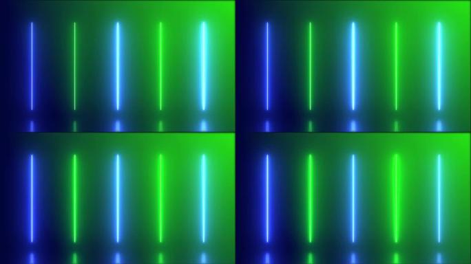 4k抽象未来蓝绿色霓虹激光线背景