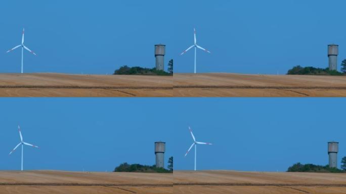 工作风力涡轮机-露天景观