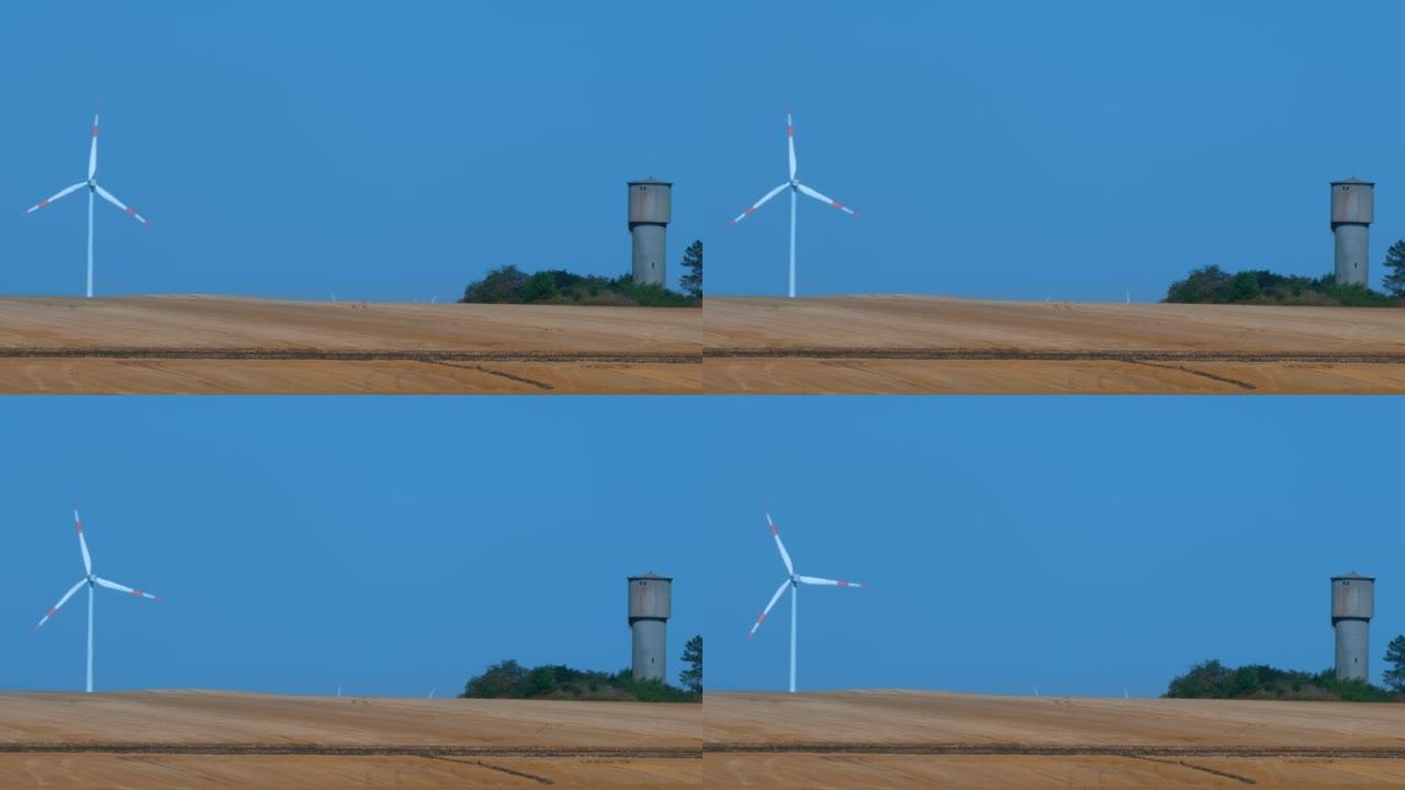 工作风力涡轮机-露天景观