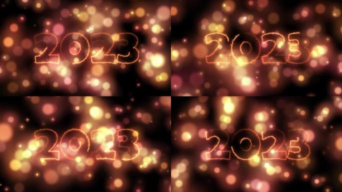 2023新年圣诞灯Bokeh背景4k可循环动画