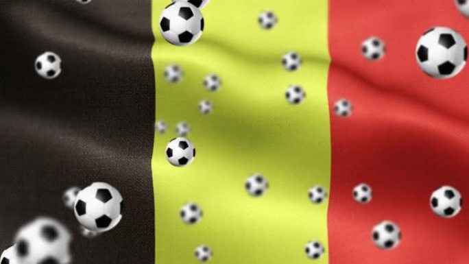 比利时国旗与足球或足球主题可循环背景股票视频