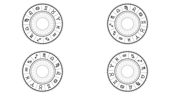 十二生肖旋转形状动画。形图形占星象形符号