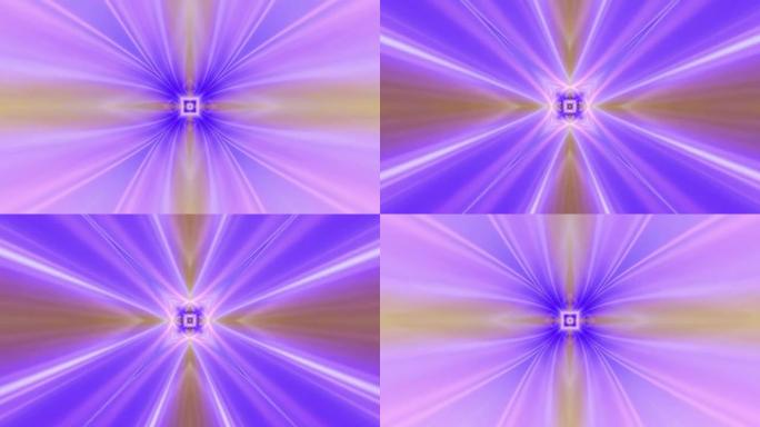 黑暗空间中紫色色调万花筒背景的3D动画