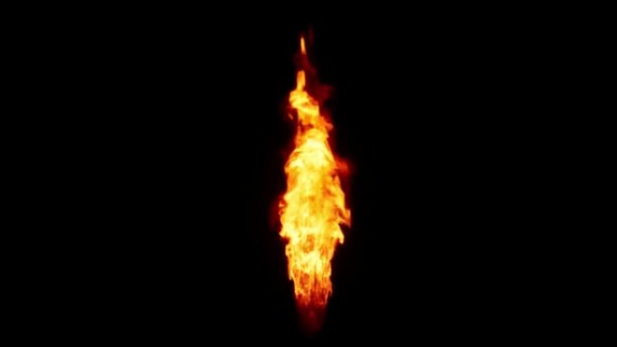 奥运圣火火焰的特写视图开始在4k的孤立黑色背景上燃烧