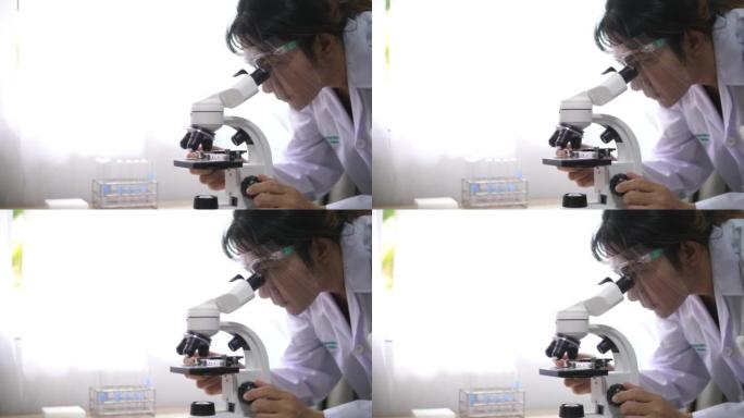 科学家用显微镜研究小细胞