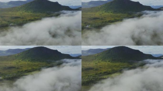 无人机穿越挪威山区的云层