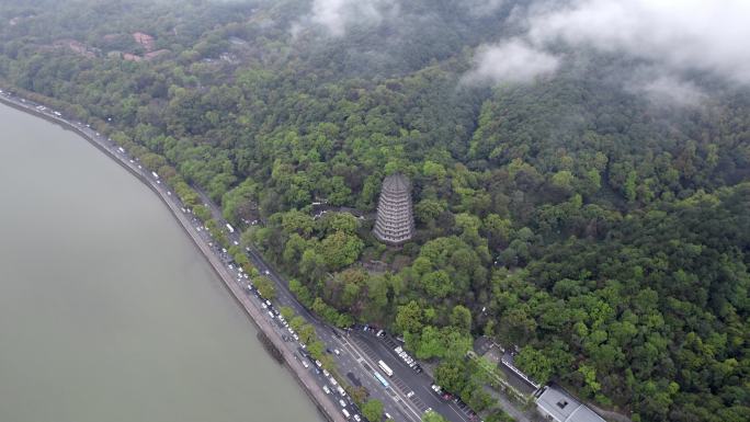 水墨六和塔 云雾六和塔